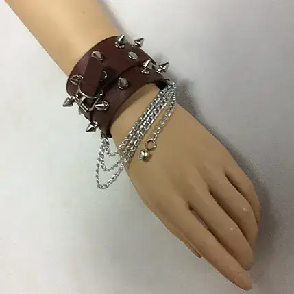 2017 Punk Hip Hop Bracelet Multi Chain Leather Black White - Image 2