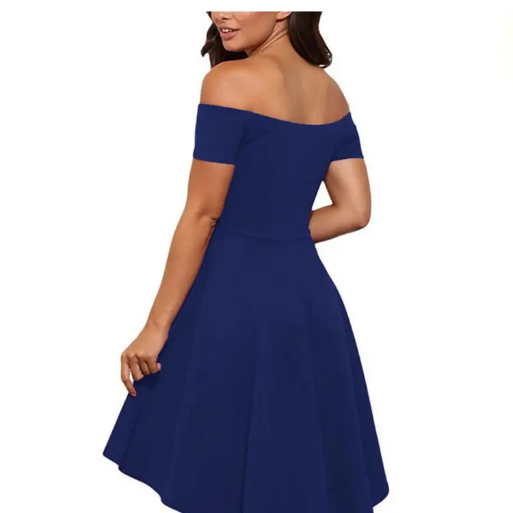Off-Shoulder Large Swing Dress Maroon - Image 3