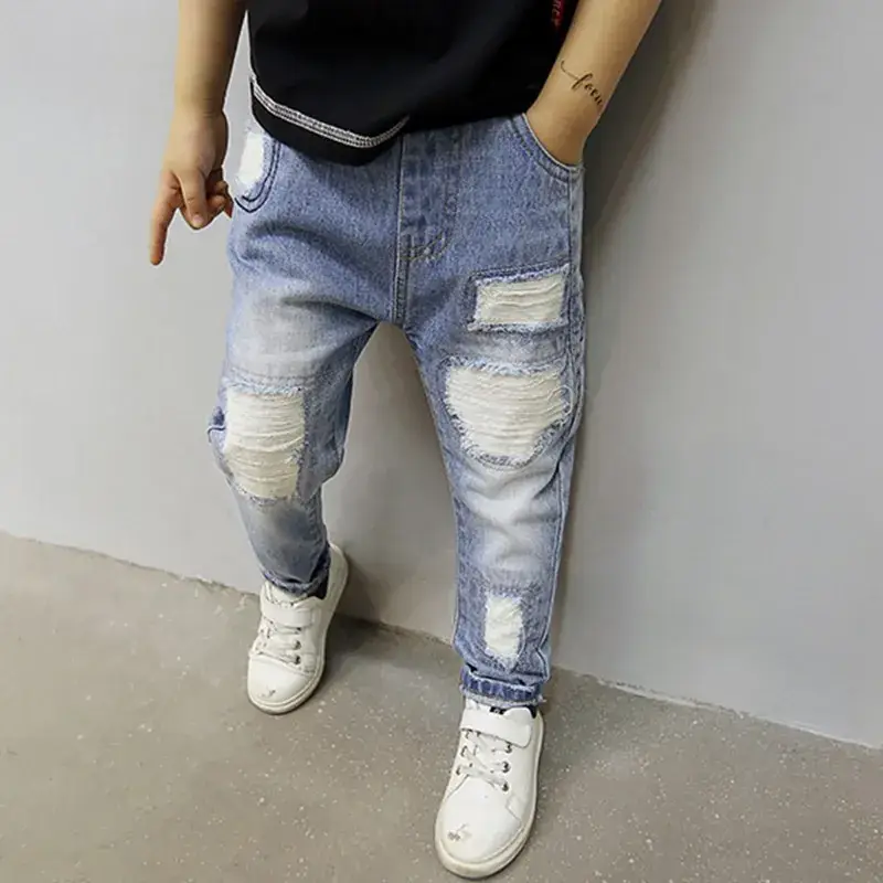Boys Ripped Jeans 2025 Cotton Casual Pants - Image 5