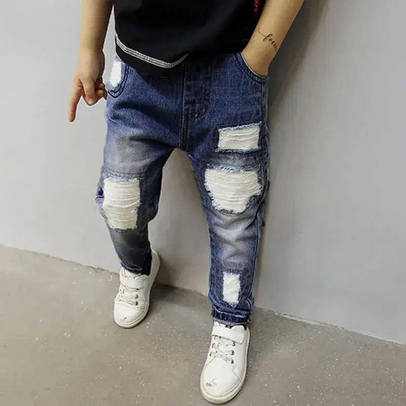 Boys Ripped Jeans 2025 Cotton Casual Pants - Image 2