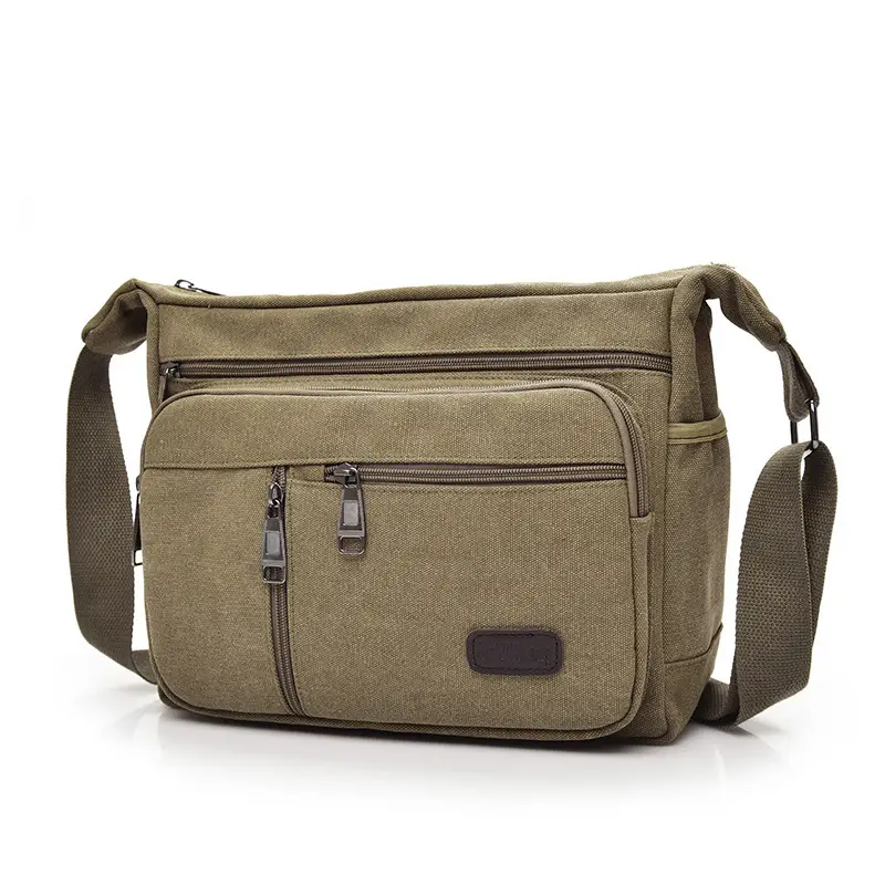 Men's Canvas Shoulder Bag Large Capacity Multi Layer Casual D7118
