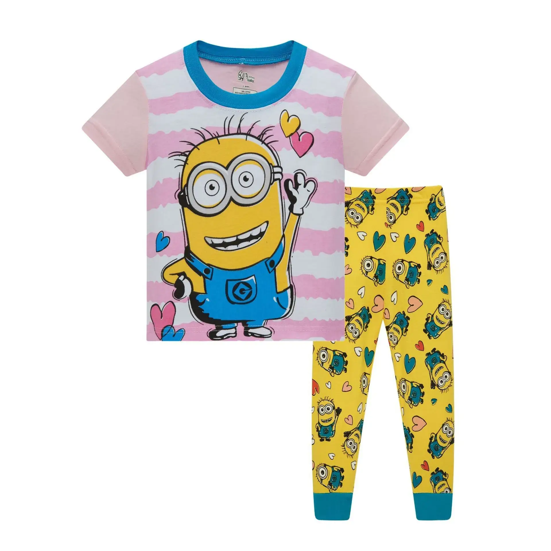 Baby Cotton Pajamas Set Purple Striped & Cute Print - Image 6