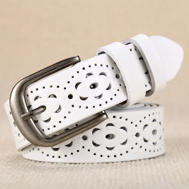 Women's Red Cut Out Genuine Leather Belt