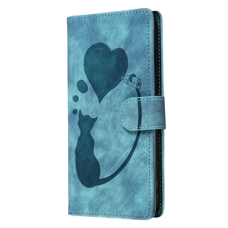 Purple Heart Cat Embossed Leather Mobile Case for iPhone 17 - Image 4