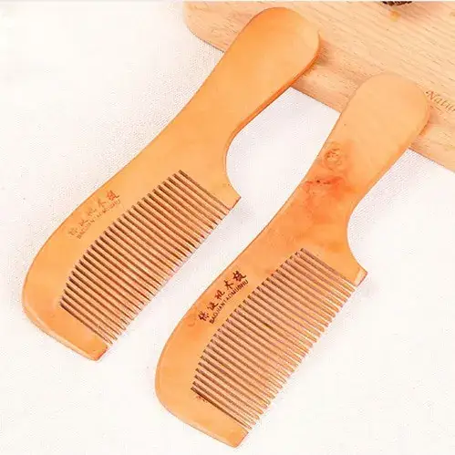 Peach Wood Anti-Static Combs for Hair Styling - Image 4