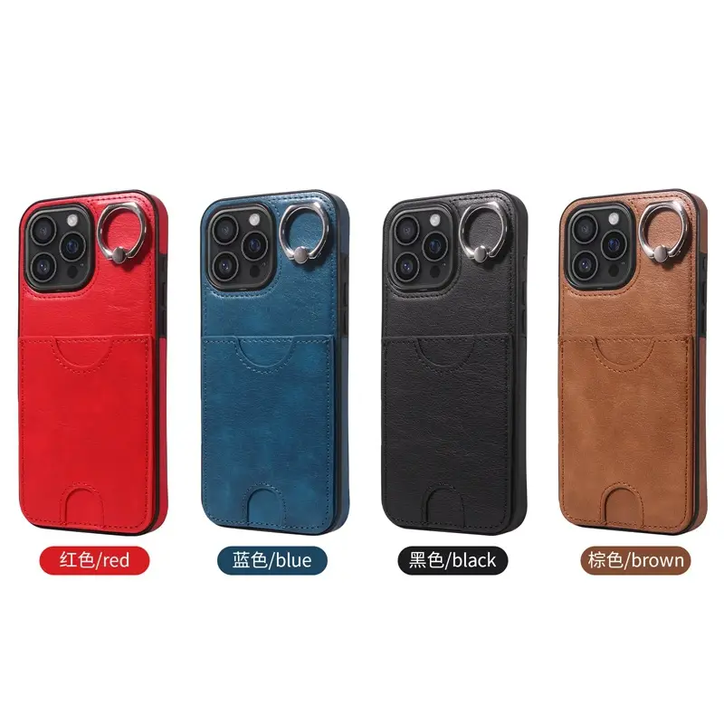 iPhone 17 Cowhide Phone Case with Card Holder & Ring Slot - Image 6