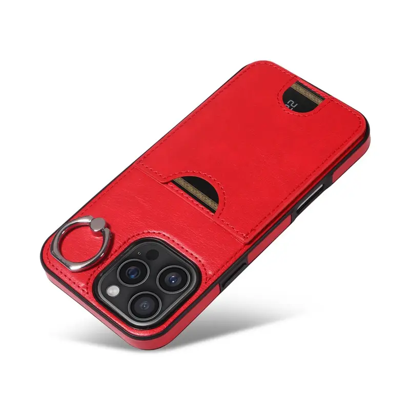 iPhone 17 Cowhide Phone Case with Card Holder & Ring Slot - Image 9