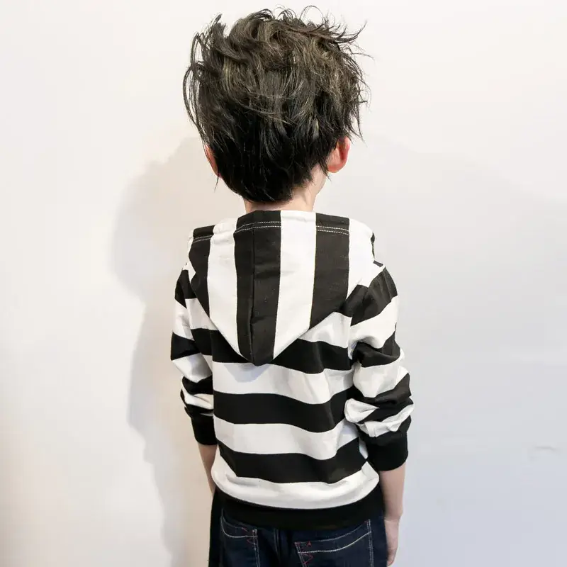 2022 Korean Style Striped Hooded T-Shirt for Boys Girls - Image 4
