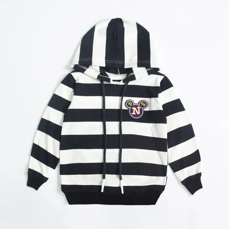 2022 Korean Style Striped Hooded T-Shirt for Boys Girls - Image 5