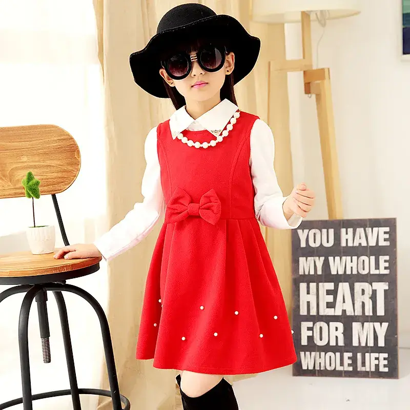 Red Vest and Skirt Set for Girls 2022 Spring Autumn - Image 8