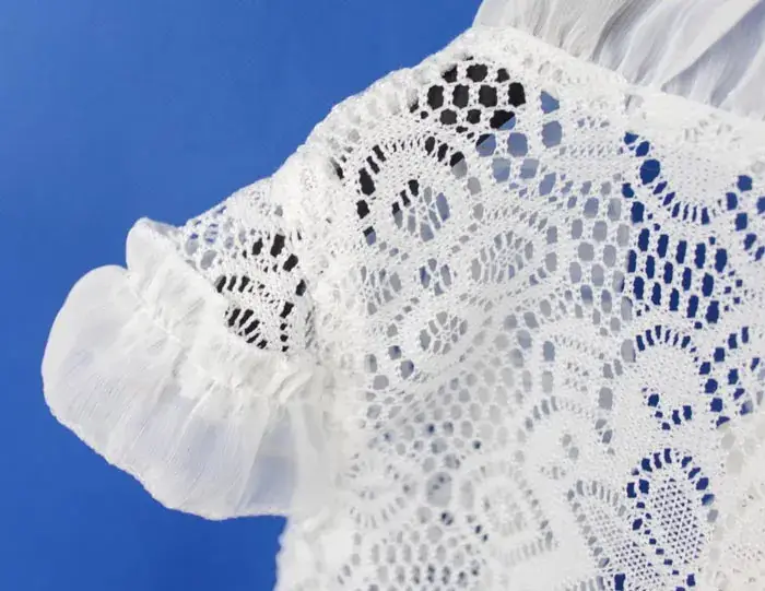 White Embroidered Lace T-Shirt for Girls 2020 Summer — feature 4