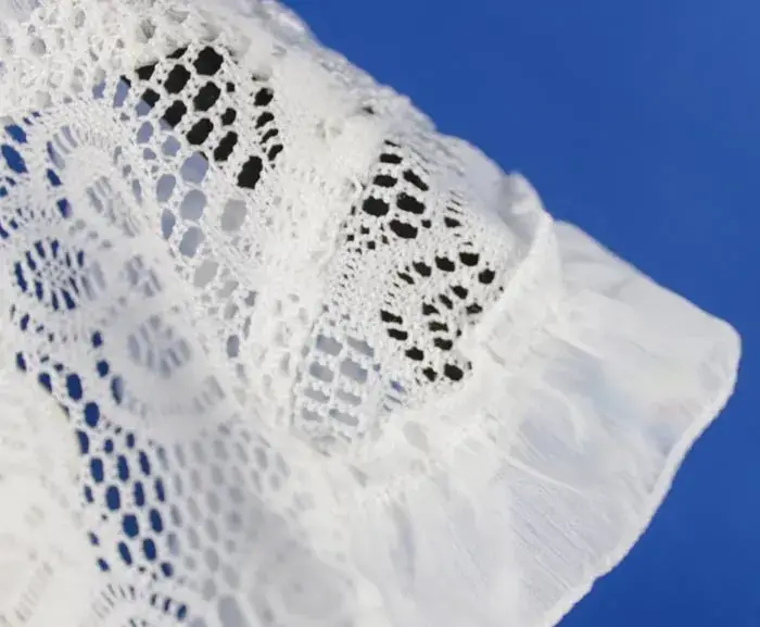 White Embroidered Lace T-Shirt for Girls 2020 Summer — feature 8