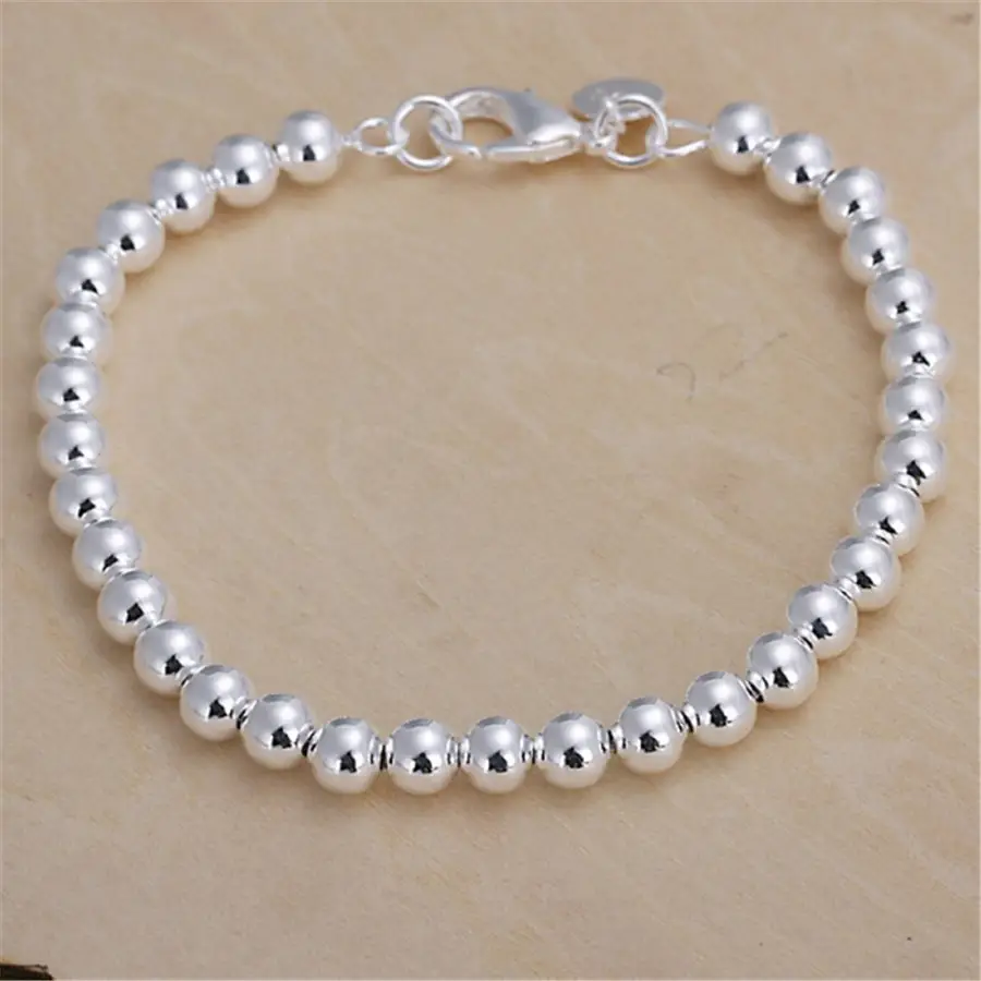 925 Silver Plated Buddha Bead Bracelet 6mm - Image 2