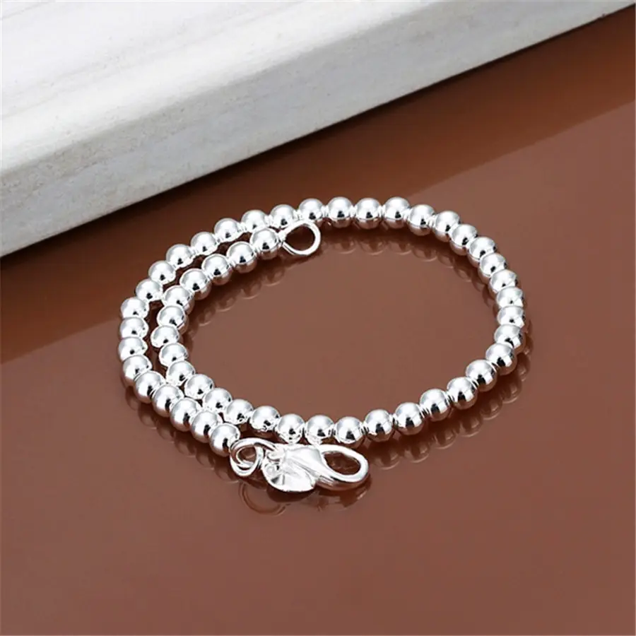 925 Silver Plated Buddha Bead Bracelet 6mm - Image 4