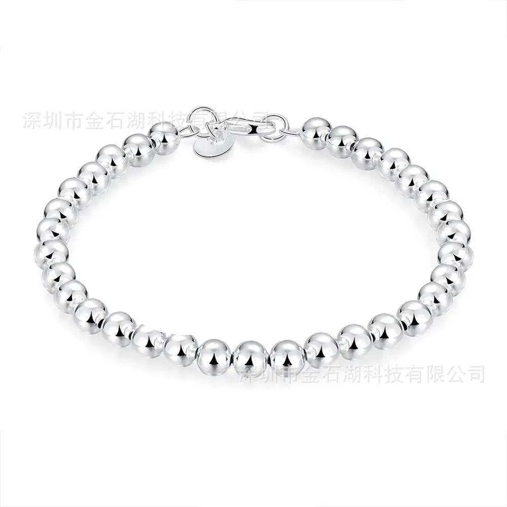 925 Silver Plated Buddha Bead Bracelet 6mm — feature 1