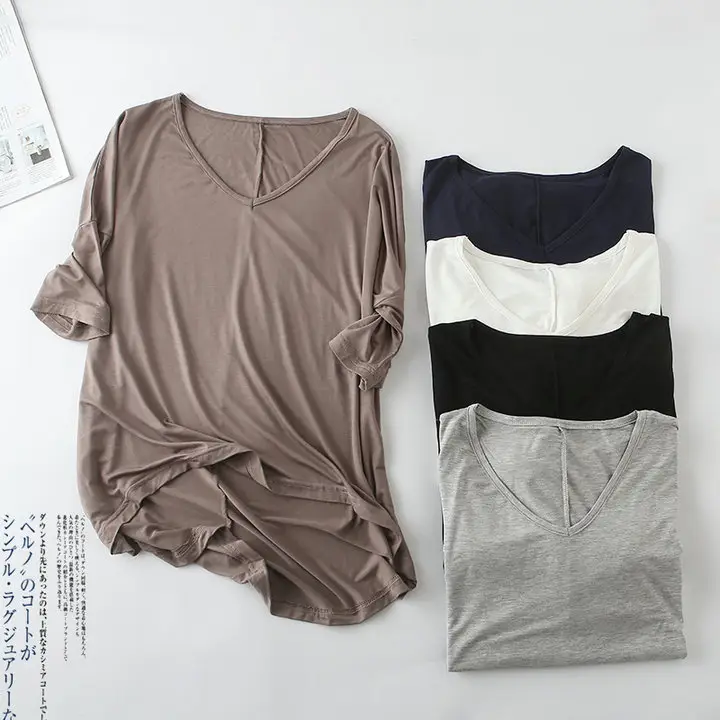 Summer New Korean Style Large V-Neck T-Shirt - Image 3