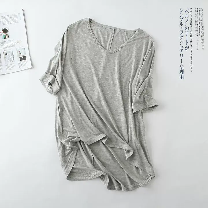Summer New Korean Style Large V-Neck T-Shirt — feature 9