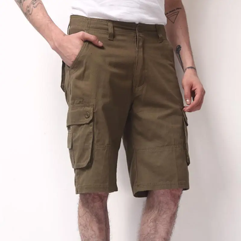 Men's Tan Five-Point Cargo Shorts Summer Casual Pants - Image 2