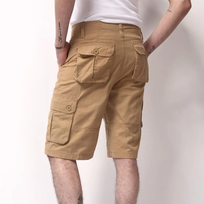 Men's Tan Five-Point Cargo Shorts Summer Casual Pants - Image 3