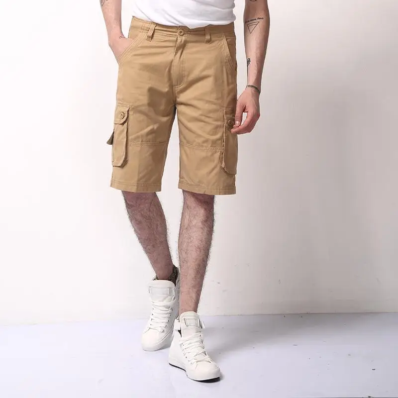 Men's Tan Five-Point Cargo Shorts Summer Casual Pants - Image 4