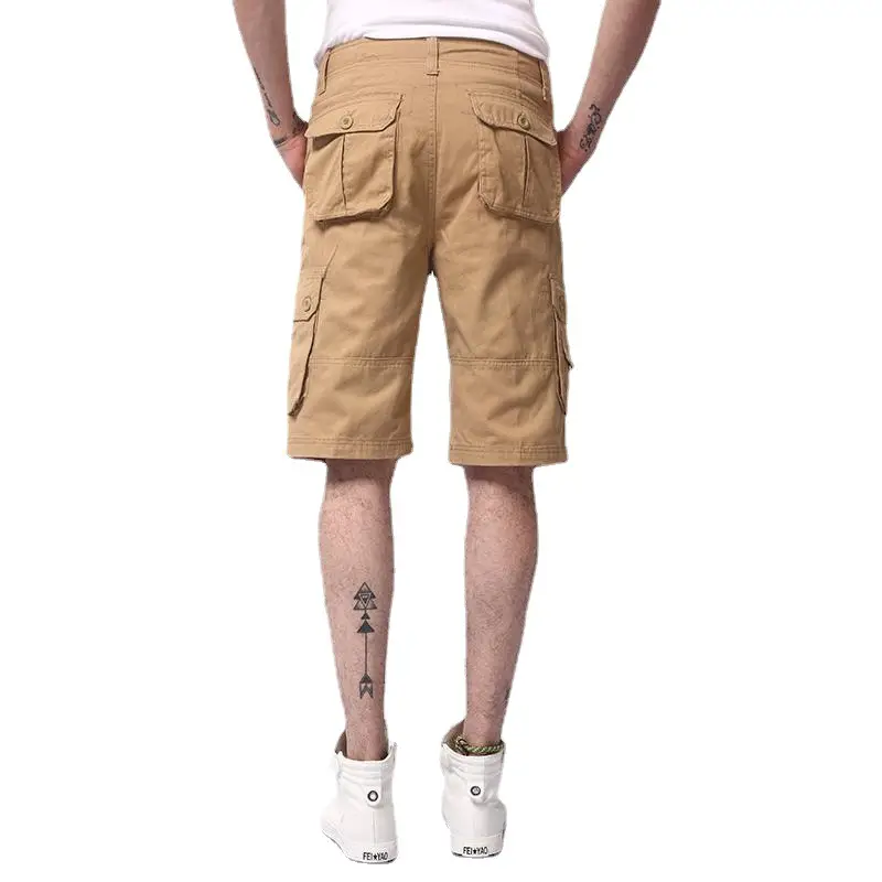 Men's Tan Five-Point Cargo Shorts Summer Casual Pants - Image 5