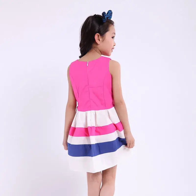 Girls Striped Cotton Dress Yellow Blue 2022