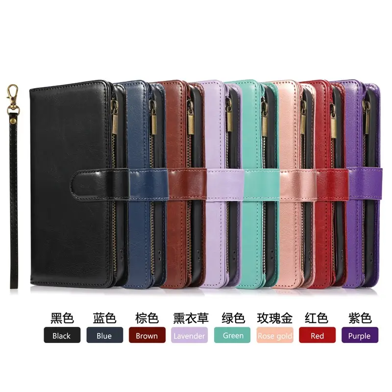 Crazy Horse Leather 9-Card Zipper Phone Case for iPhone 16 Pro Max - Image 10