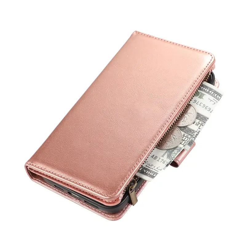 Crazy Horse Leather 9-Card Zipper Phone Case for iPhone 16 Pro Max - Image 11
