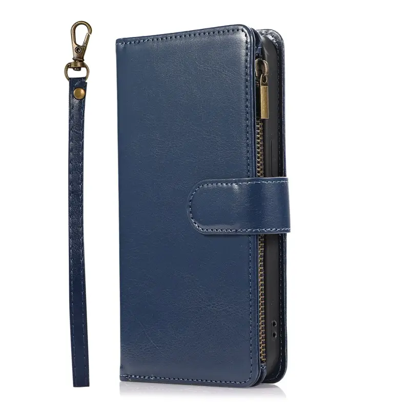 Crazy Horse Leather 9-Card Zipper Phone Case for iPhone 16 Pro Max - Image 3