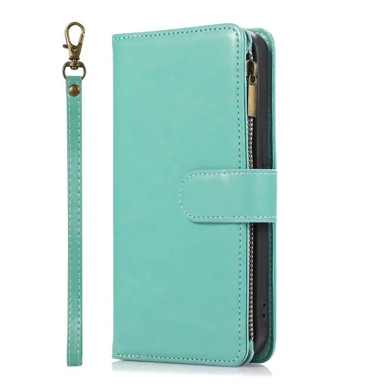Crazy Horse Leather 9-Card Zipper Phone Case for iPhone 16 Pro Max - Image 4