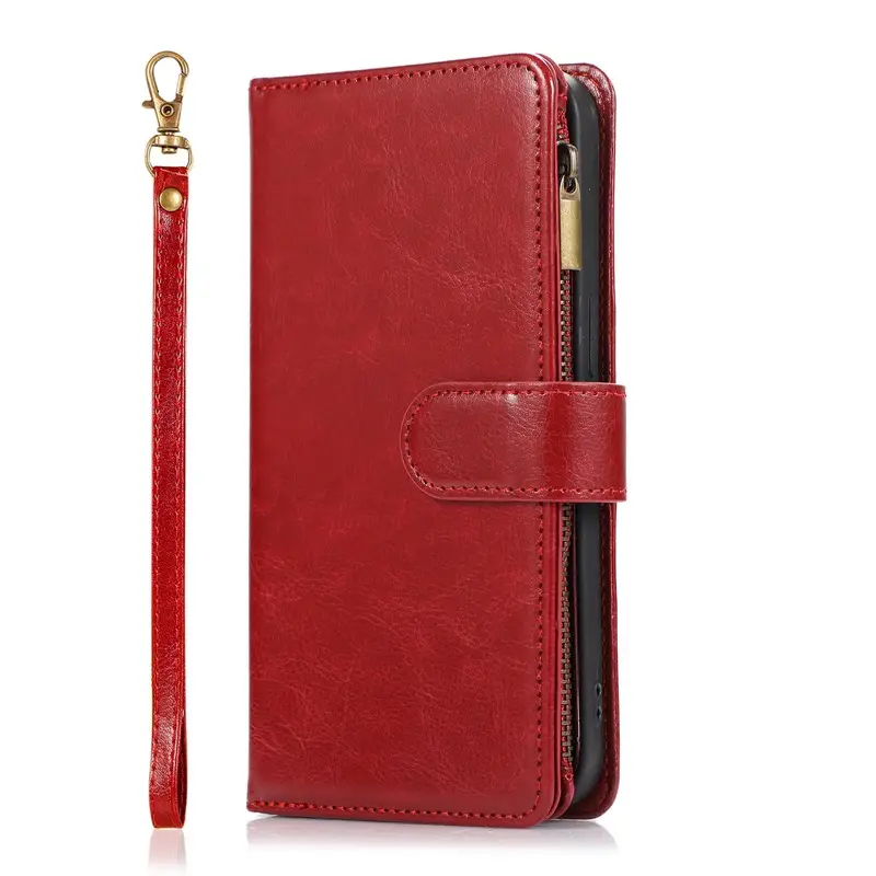 Crazy Horse Leather 9-Card Zipper Phone Case for iPhone 16 Pro Max - Image 8