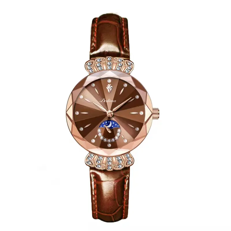 Official Authentic Fashion Rose Gold Women's Solid Steel Band Waterproof Watch Diamond Butterfly Buckle Watch Live Broadcast Hot Sale