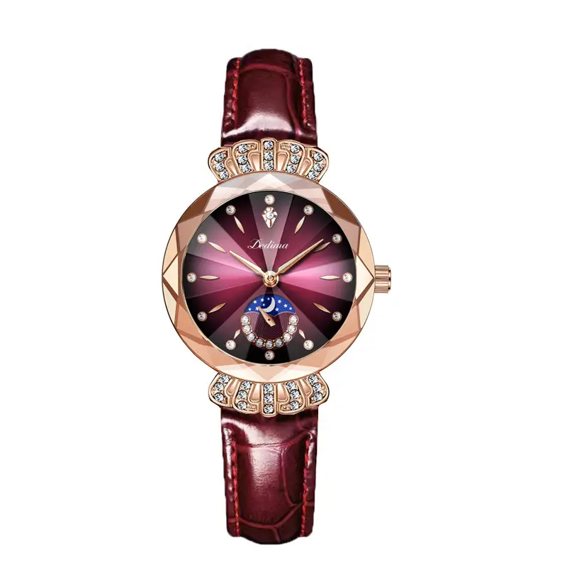 Official Authentic Fashion Rose Gold Women's Solid Steel Band Waterproof Watch Diamond Butterfly Buckle Watch Live Broadcast Hot Sale