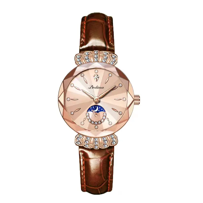 Official Authentic Fashion Rose Gold Women's Solid Steel Band Waterproof Watch Diamond Butterfly Buckle Watch Live Broadcast Hot Sale