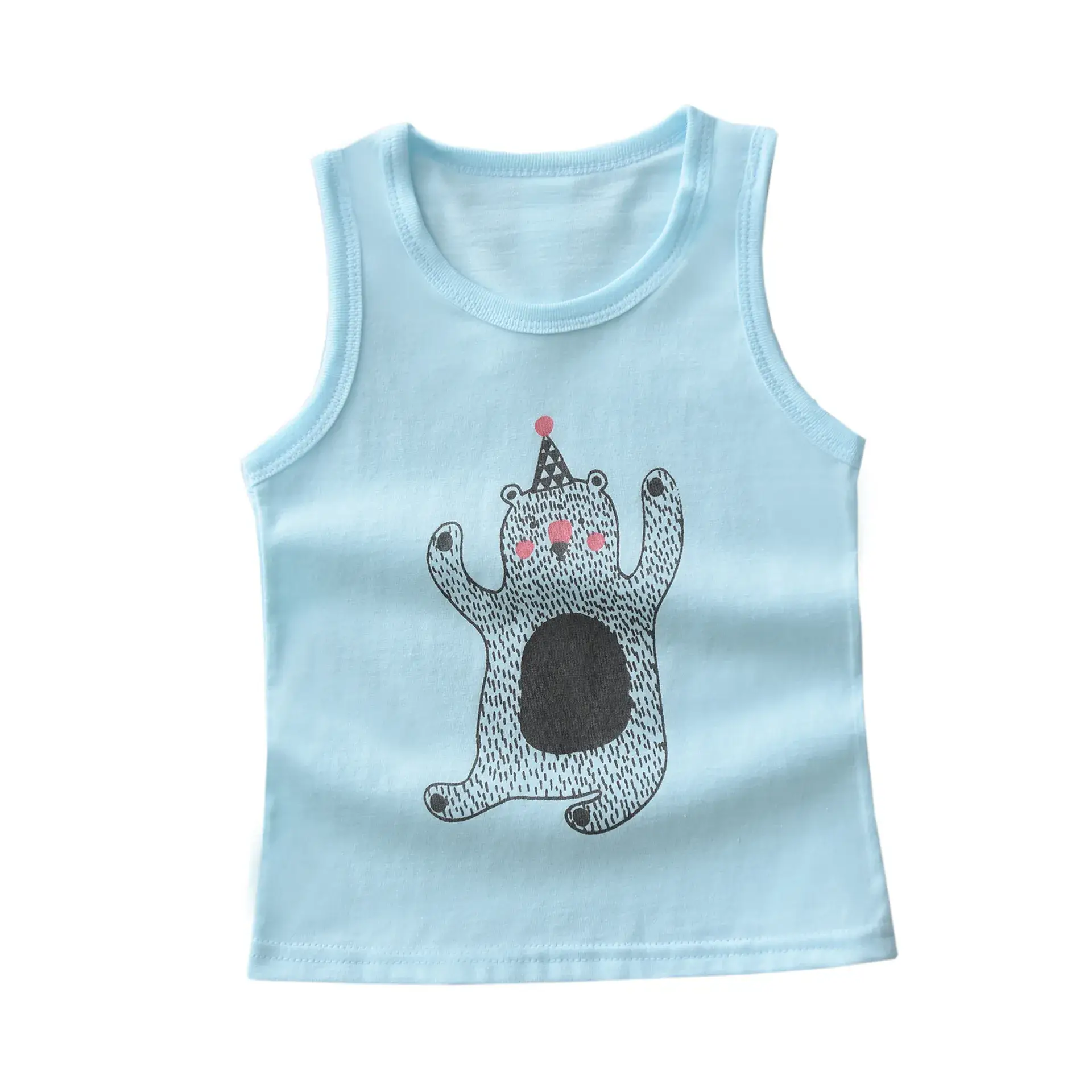 Cotton Knitted Cuckoo Hat Vest for Boys Girls White
