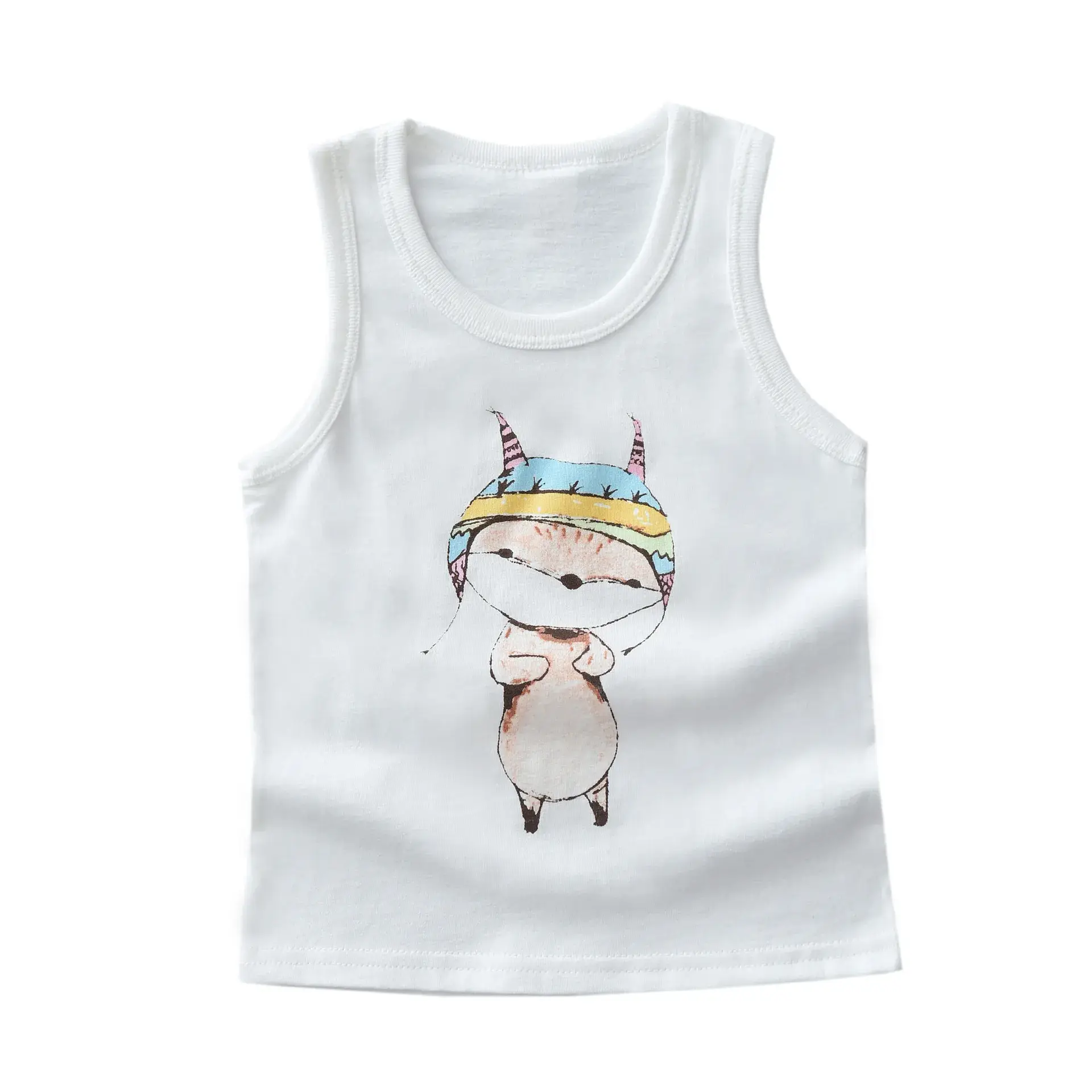 Cotton Knitted Cuckoo Hat Vest for Boys Girls White