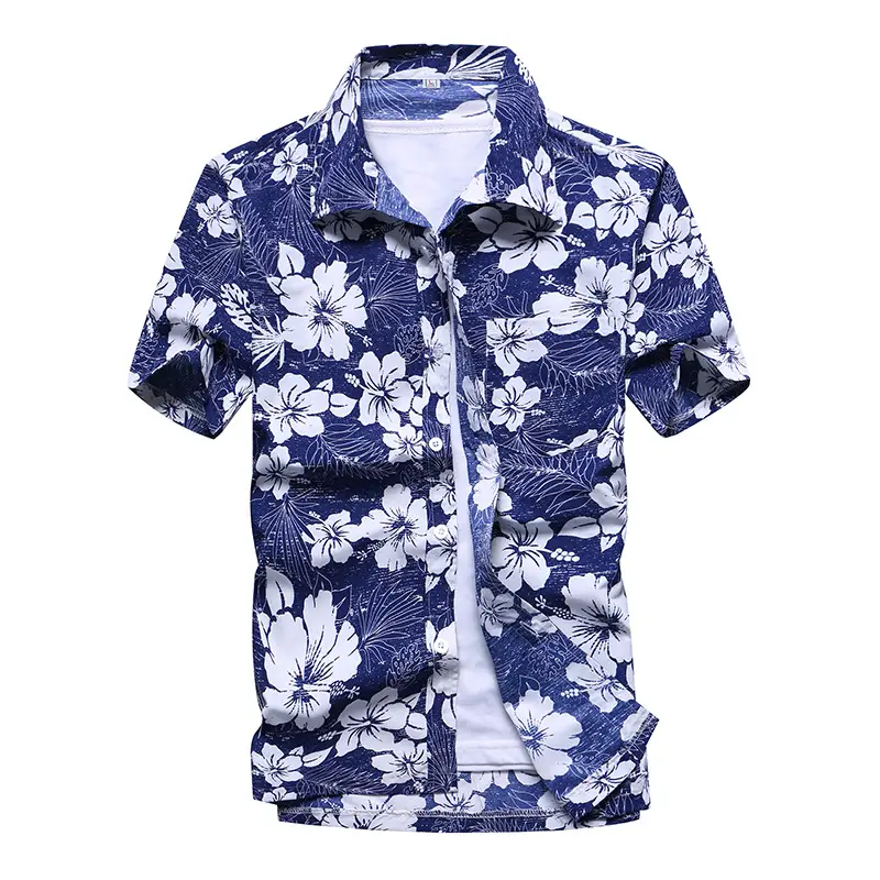 Summer Men Printed Large Size Short Sleeve Shirt - Image 7