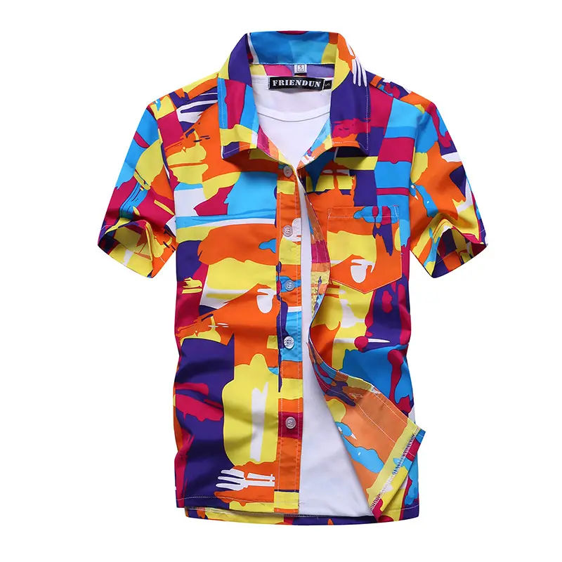 Summer Men Printed Large Size Short Sleeve Shirt - Image 2