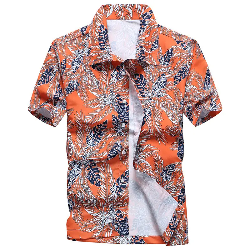 Summer Men Printed Large Size Short Sleeve Shirt - Image 8