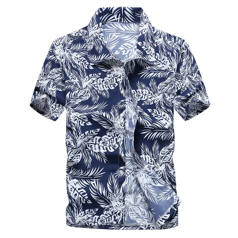 Summer Men Printed Large Size Short Sleeve Shirt - Image 9