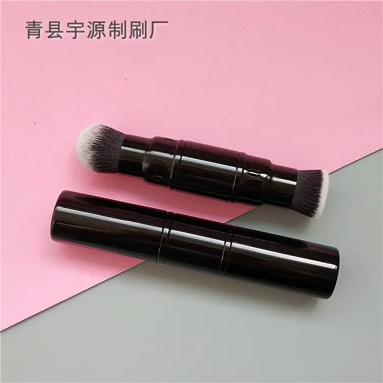 Double Head Retractable Makeup Brush Black