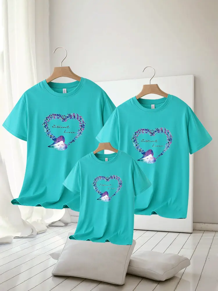 Family of Three Orange Heart Printed T-Shirts for Kids - Image 19
