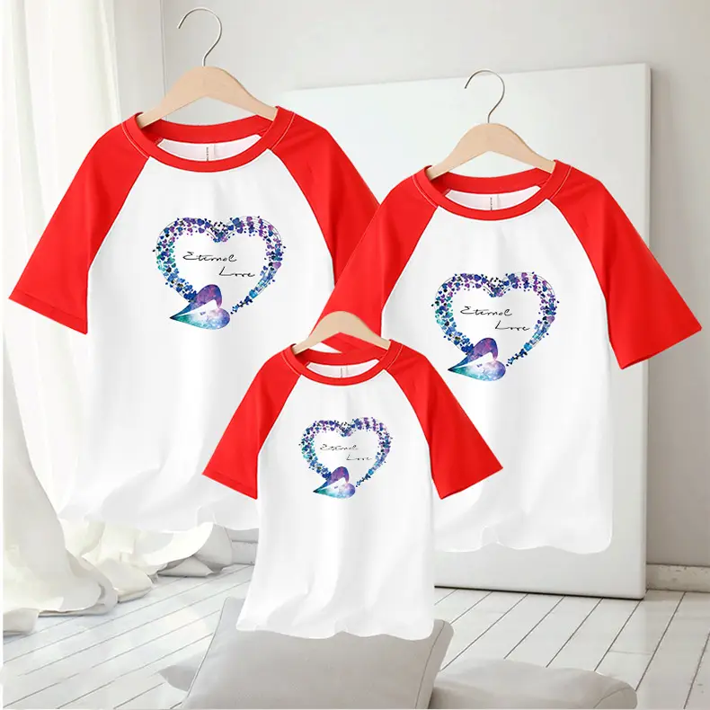 Family of Three Orange Heart Printed T-Shirts for Kids — feature 11