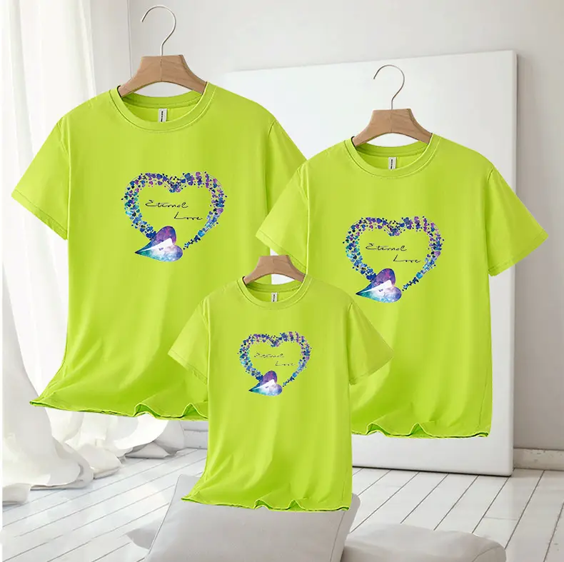 Family of Three Orange Heart Printed T-Shirts for Kids — feature 12