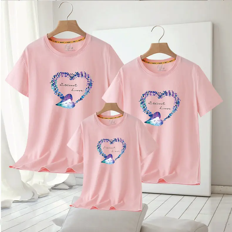 Family of Three Orange Heart Printed T-Shirts for Kids — feature 14