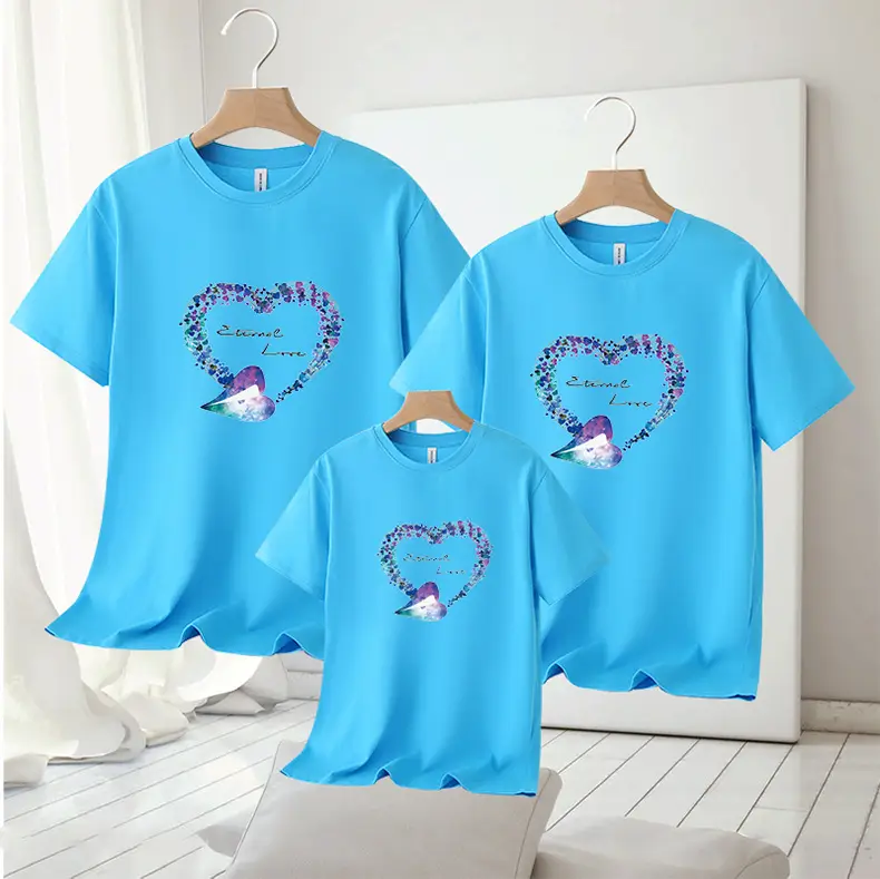 Family of Three Orange Heart Printed T-Shirts for Kids — feature 15