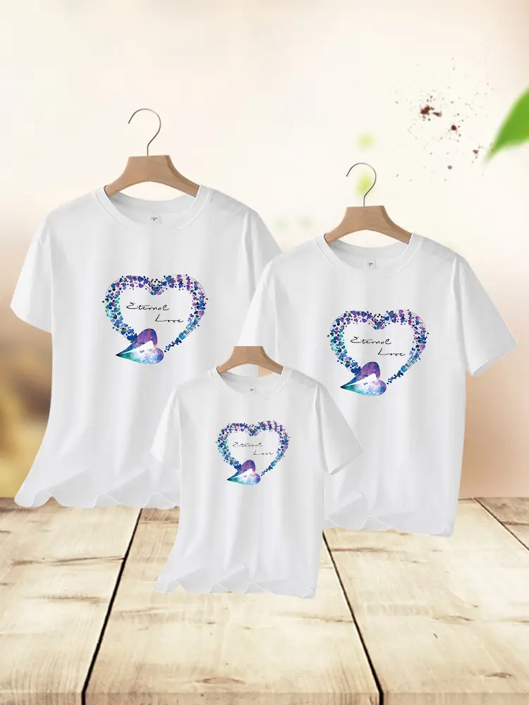 Family of Three Orange Heart Printed T-Shirts for Kids — feature 20