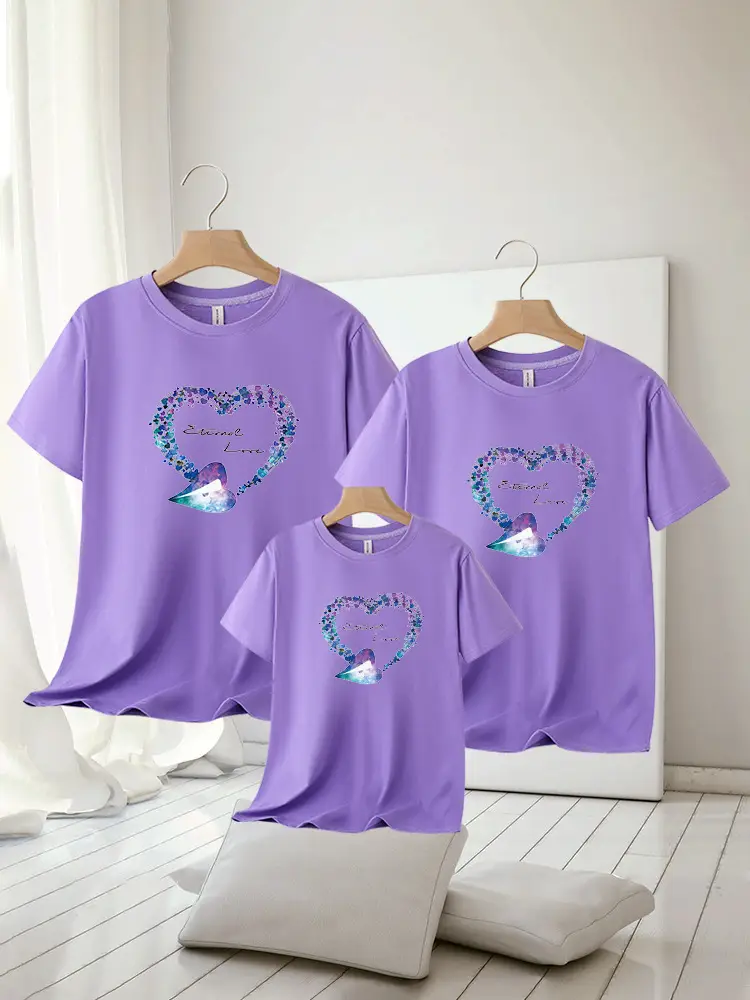 Family of Three Orange Heart Printed T-Shirts for Kids — feature 21