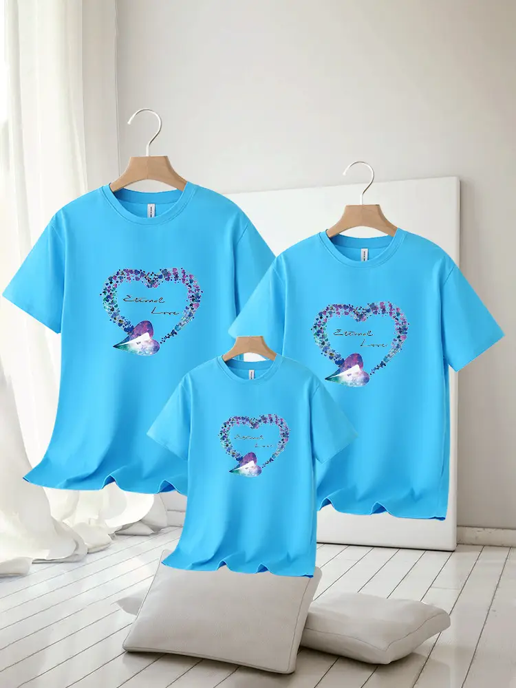 Family of Three Orange Heart Printed T-Shirts for Kids — feature 22