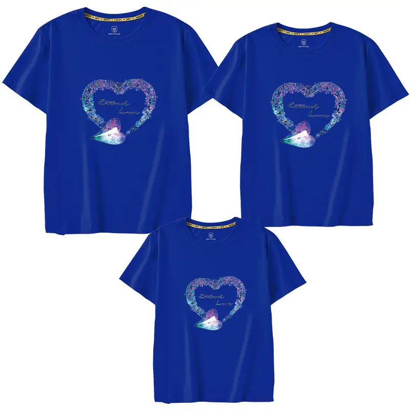 Family of Three Orange Heart Printed T-Shirts for Kids - Image 10